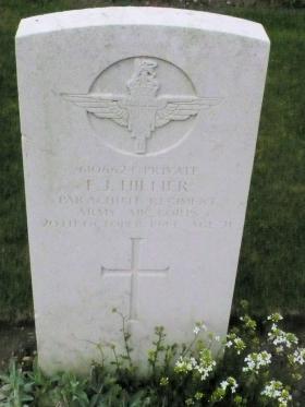 Headstone of Pte FJ Hillier, Reichswald Forest War Cemetery, 2010.