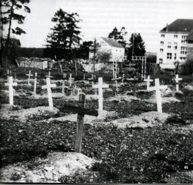 Field burial site for members of 13th Parachute Battalion killed in action at the Battle of Bure, 1945.