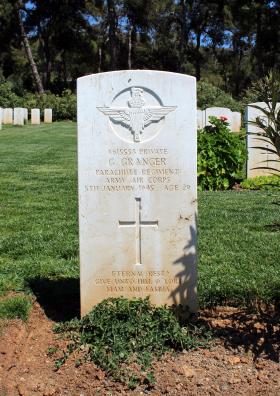 The grave of Private George Granger, Phaleron War Cemetery, Greece, August 2015.