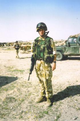 Jason Connolly on a GDA patrol near Shaibah, Iraq, 2004