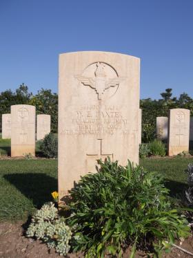 Headstone for L/Cpl WE Baxter, Bari War Cemetery, November 2011.