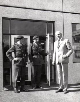 Sir Gerald William Lathbury outside the Parachute Regimental Museum 