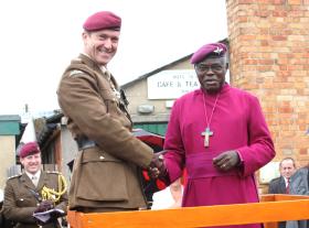 The Archbishop of York and Maj Gen Shaw, Airborne Forces Day, Eden Camp, 2010