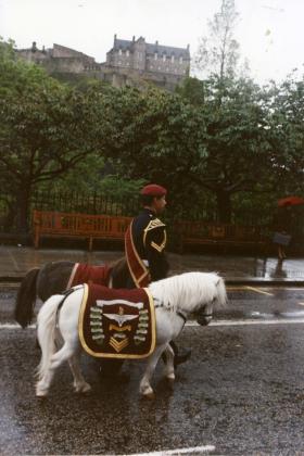 Mascots and the Pony Major on Parade in Edinburgh, c.1990s