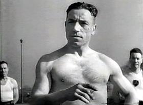 A still from a film showing A/Capt Lutener as a training instructor in Italy, c1944. 