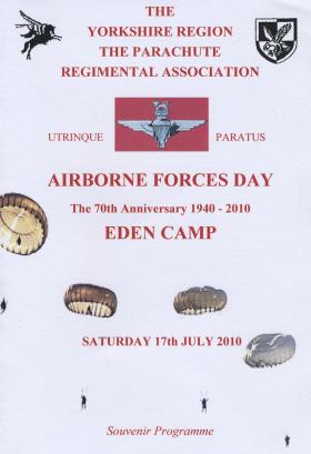 The Cover for the Order of Service, Yorkshire Region PRA, Airborne Forces Day, Eden Camp, 2010