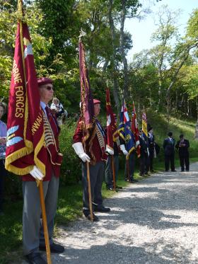 Standard Bearers at the Drum Head Service, Trebah Military Day, 2012.