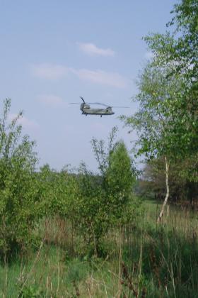 A Chinook flying over LZ S near Wolfheze 2009
