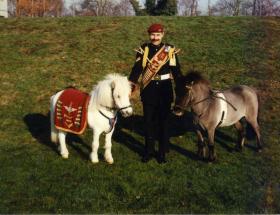 Pegasus 3 and Dodger with the Pony Major at Aldershot, c.1990s