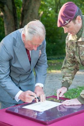 His Royal Highness The Prince of Wales at The Parachute Regiment Depot, 10 September 2015.