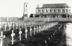 Photo of Ranville War Cemetery, Normandy sent to the widow of Sgt Modderman.