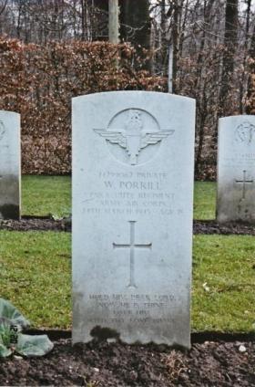 Pte Bill Porrill's Headstone, Reichwald Forest Cemetery, Germany