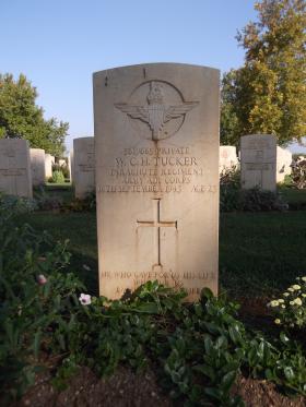 Headstone of Pte William Tucker, Bari War Cemetery, November 2011.
