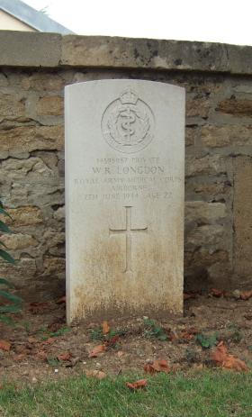 Headstone of Pte Longdon, Ranville Churchyard, August 2010.