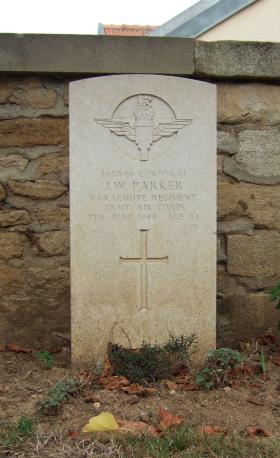 Headstone of Cpl John Parker, Ranville Churchyard, August 2010.