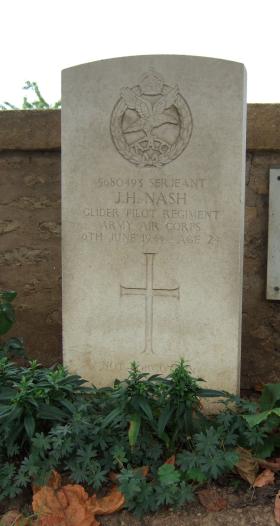 Headstone of Sgt J Nash, Ranville Churchyard, taken August 2010.