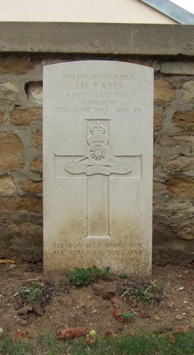 Headstone of Bdr John Yates, Ranville Churchyard, August 2010.