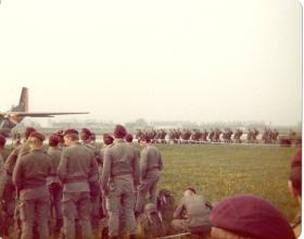 Members of 10 PARA waiting to emplane on German Para Course, Diepholz, 1978.