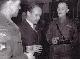 RSM J Alcock (right), 3 Para Bn, a mess Aldershot, c1955.