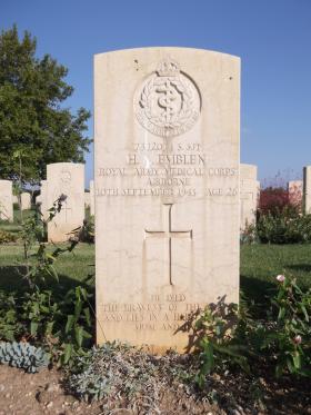 Headstone of S/Sgt Henry Emblen, Bari War Cemetery, November 2011.