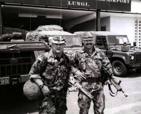 Cpl Sean Statham and Pte Kenny Moreland, 23 PFA, Lungi Airfield,  Sierra Leone, 2000.