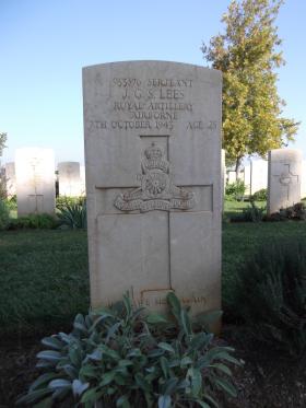 Headstone of Sgt JGS Lees, Bari War Cemetery, November 2011.