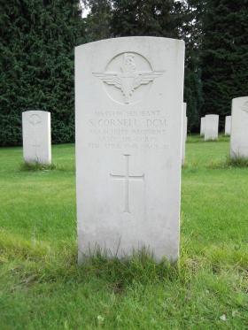 Headstone of Sgt S Cornell DCM, Becklingen War Cemetery, August 2011.