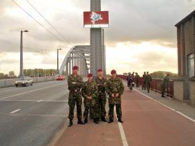 Soldiers from 2 PARA on a visit to John Frost Bridge, Arnhem