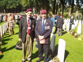 Veteran Les McCreesh with Bob Hilton at 60th Anniversary, Oosterbeek Cemetery Arnhem 2004