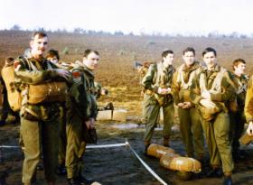 Members of 1 Para Provost Platoon waiting to jump at Hankley Common, 1970s.
