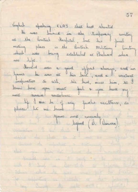 OS Letter from a Major Duncan to Howard's Father explaining the circumstances of his demise_Page3