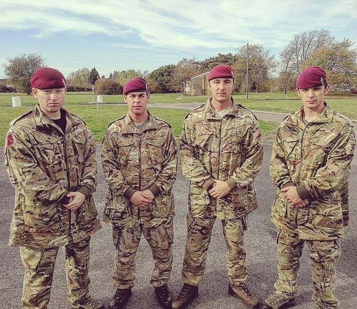 OS MJ Flynn with 3 other members of his unit in MTP smocks