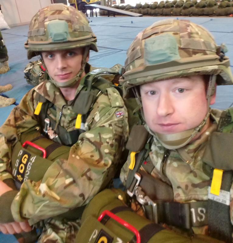 OS MJ Flynn wearing kit for parachute jump training