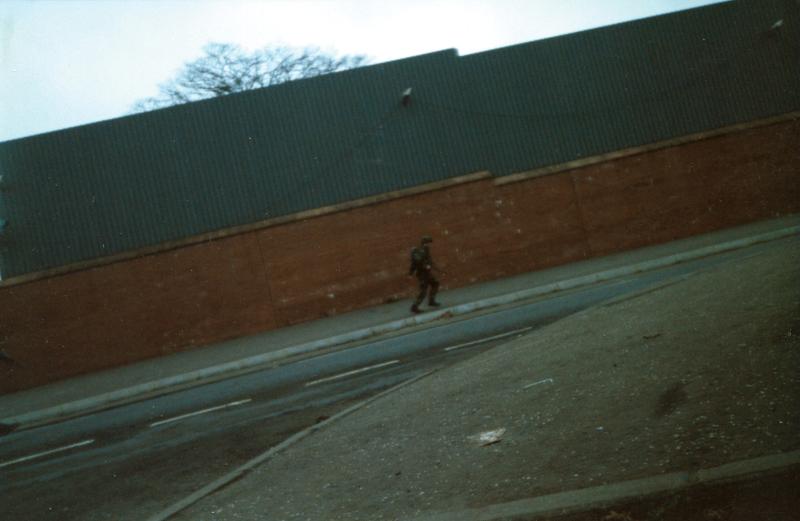 OS Paratrooper returning back to the security forces base at RUC Woodbourne, West Belfast.jpg