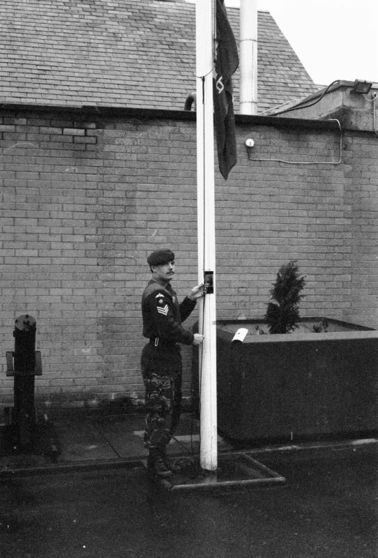 OS The lowering of the 3 PARA flag prior to leaving Tyrone due to bad press and the local MP a Unionist politician and Ulster Defence Office officer