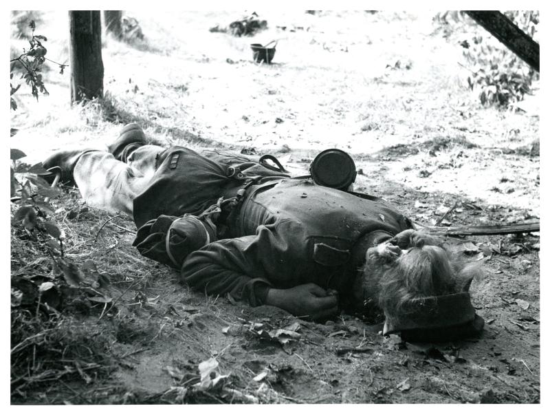 Two dead Germans caught between 1st Battalion, The Border Regiment positions. 