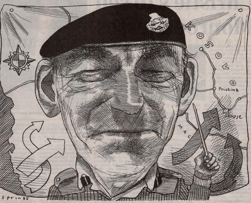 Cartoon of Mike Jackson from his time as leader of the Allied Rapid Reaction Corps in Kosovo, 1999