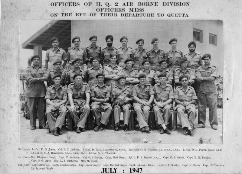 2nd Indian Airborne Division Officers on their departure to Quetta, July 1947. 