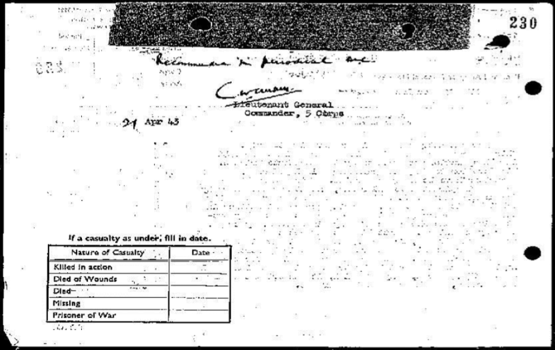 OS Maj.DC Murray 1 Para Sqn, RE 1943 MC Citation (2)