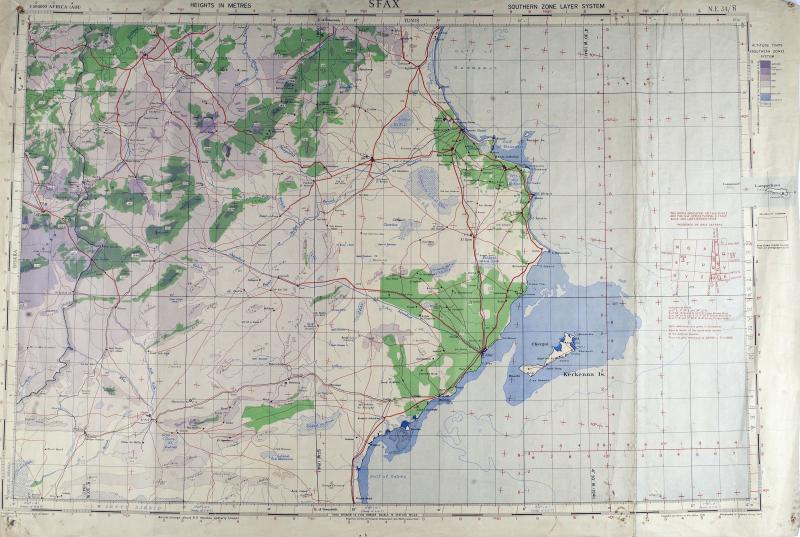 Map of Sfax (Tunisia, South east of Tunis) Ratio 1: 500,000