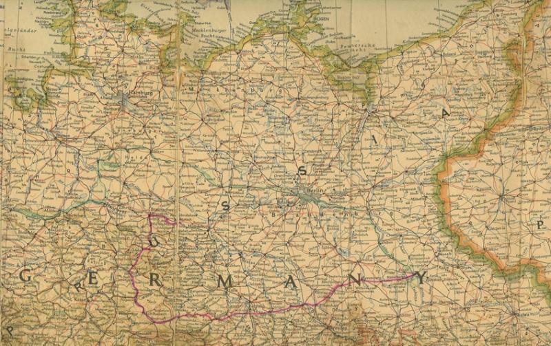 Map showing the route of SSgt Peter Clarke's long march as a POW, Feb ...