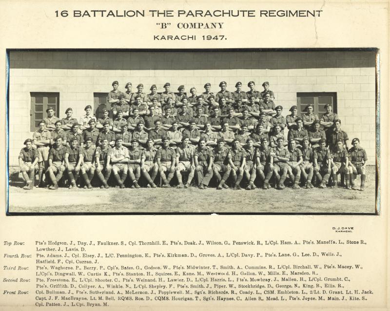 Group Photograph Of B Coy 16th Battalion, Karachi, 1947. | ParaData