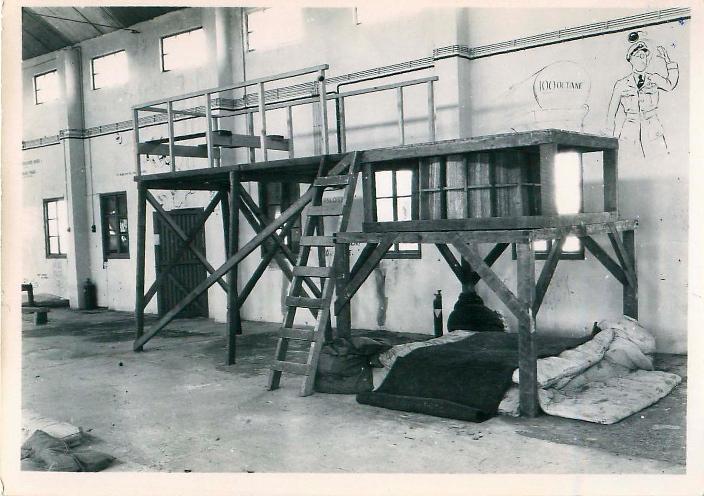 Wooden indoor ground training apparatus at Ringway.